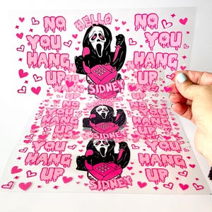 Cute Halloween Scary Uv Dtf can glass wrap 16 oz  l 16oz Uv Dtf wrap l Can wap l Horror Movie  UV dtf Wrap