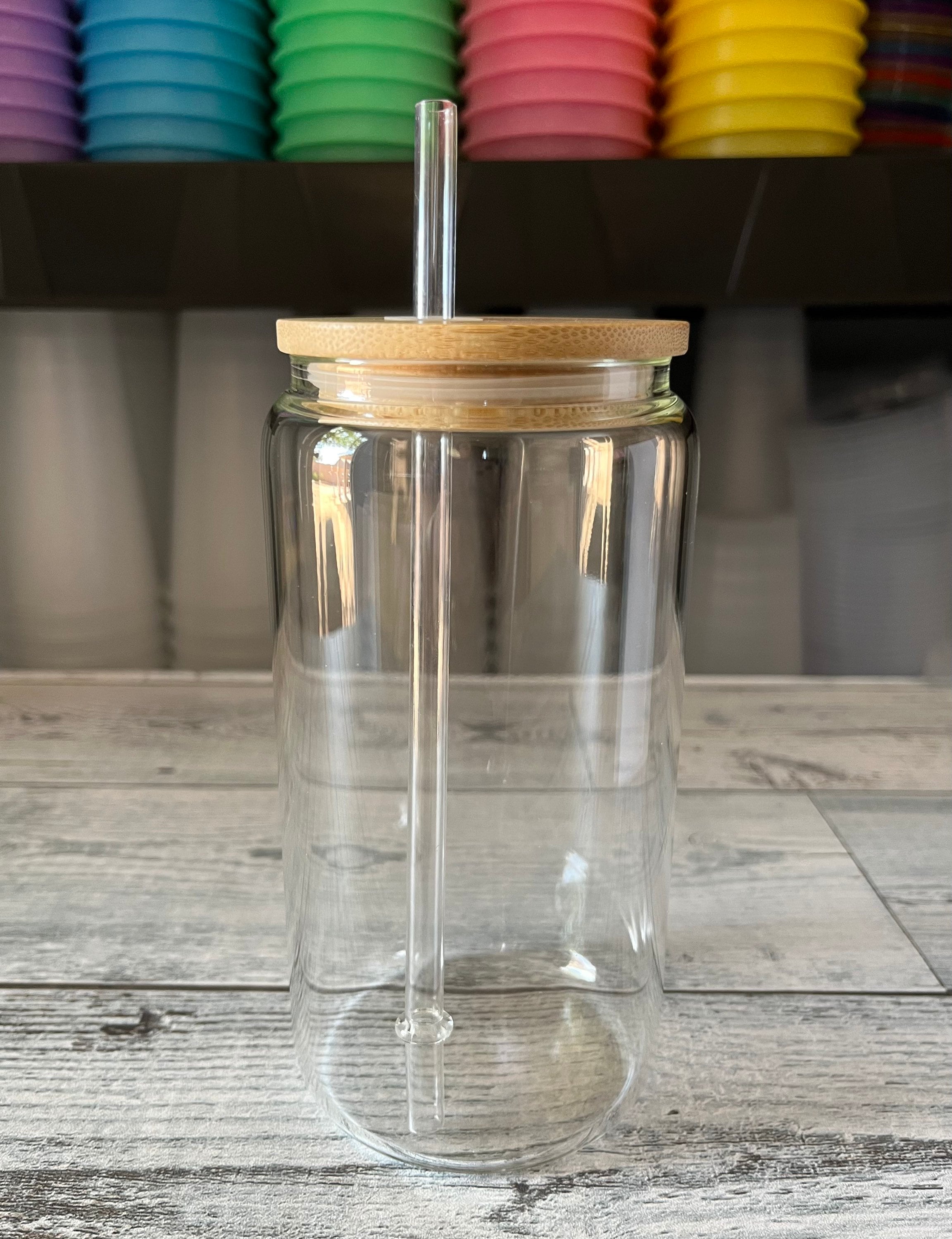 Glass Can Cup (Bamboo lid and Glass Straw included) – Beethemessage