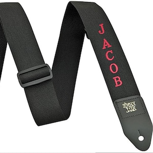 Guitar Strap personalized with Name or Text of your choice!  Quality Ernie Ball guitar strap!