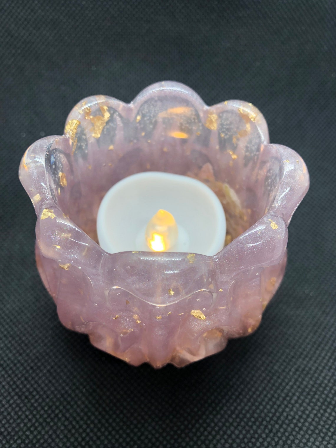 Handmade resin LED tea light holder Etsy