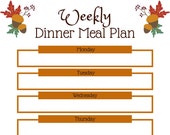INSTANT DOWNLOAD Fall Dinner Weekly Meal Plan, Weekly Dinner Meal Plan, Meal Plan, Weekly Meal Plan, Fall Meal Plan