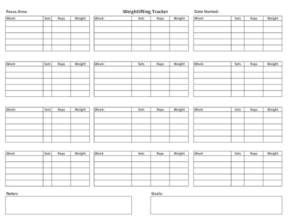 Instant Download Weight Training Tracker Weightlifting Log - Etsy