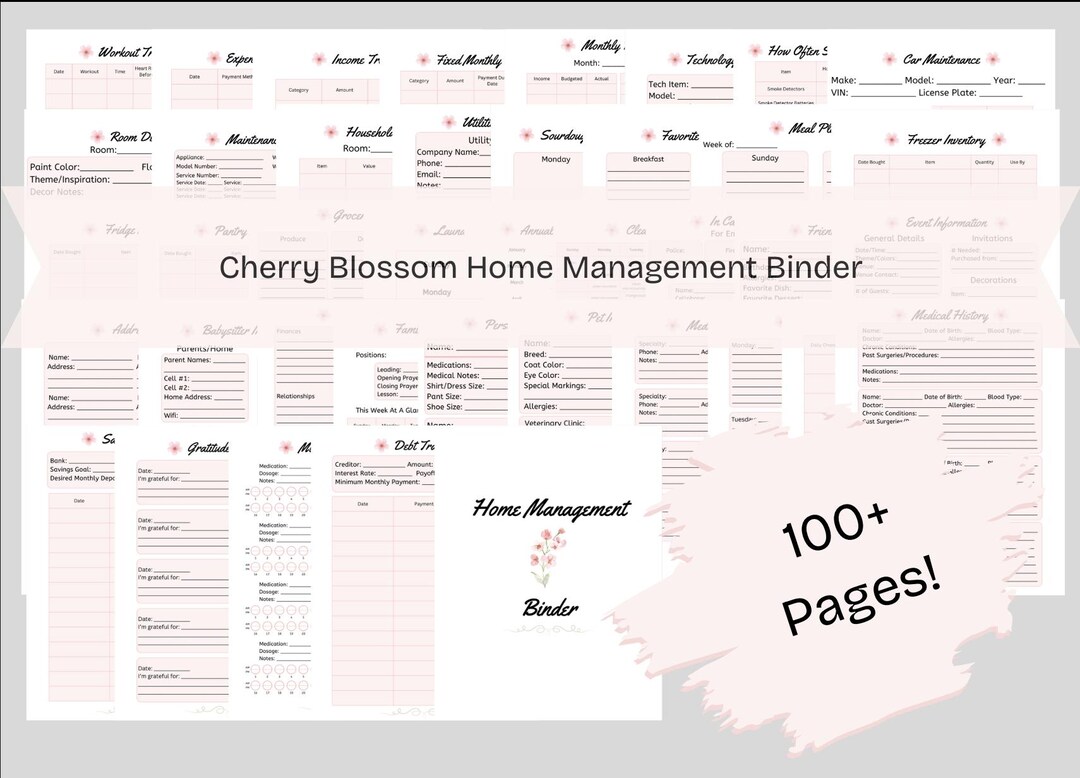 Home Management Binder- Cherry Blossom Pink - Etsy
