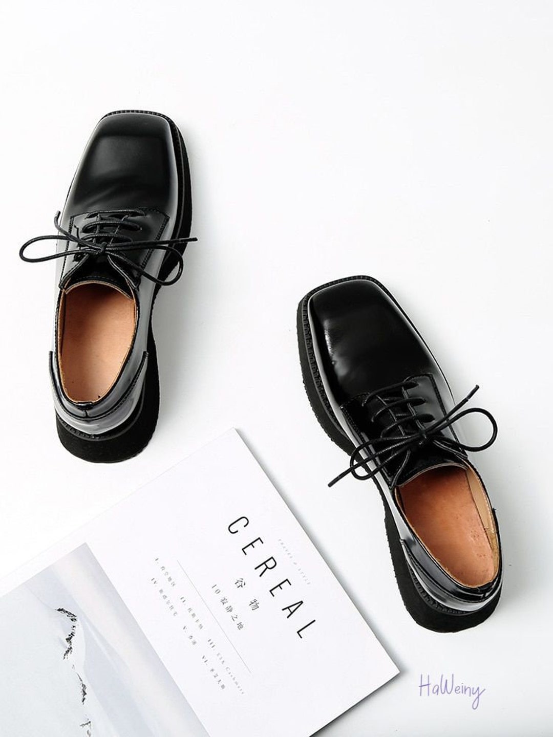 platform patent shoes