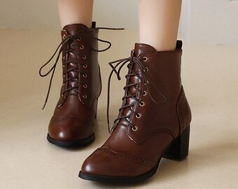 brown brogue boots womens