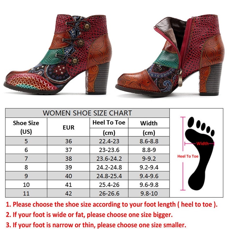 Women Genuine Leather Retro Shoes Vintage Printed Ankle Etsy