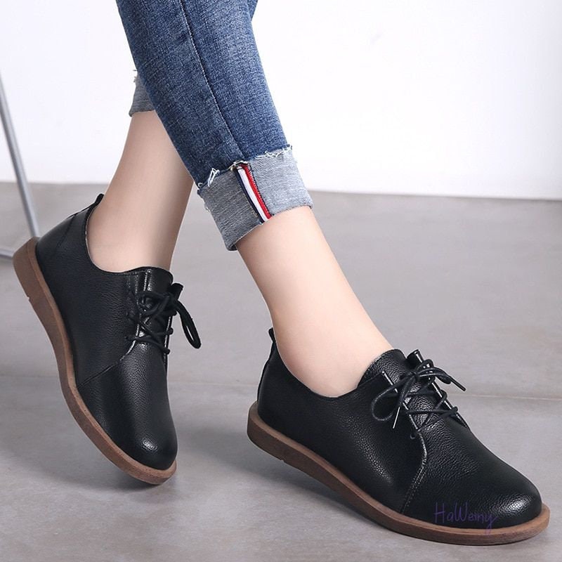 Women Oxfords Spring/autumn Flat Shoes for Women Genuine - Etsy