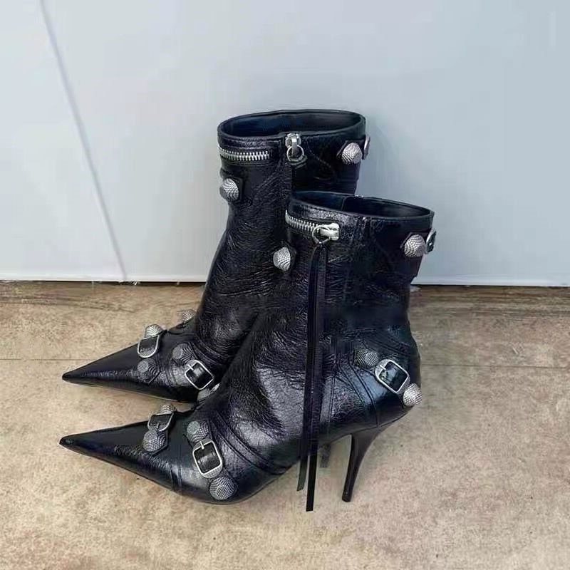 New Women Slim High Heel Metal Buckle Chain Luxury Shoes - Etsy