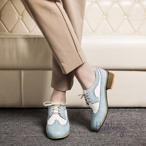Vintage Oxford Shoes, Women Shoes, Brogue Lace Up Shoes, Pointed Toe Fashion Casual Ladies Derby Shoes