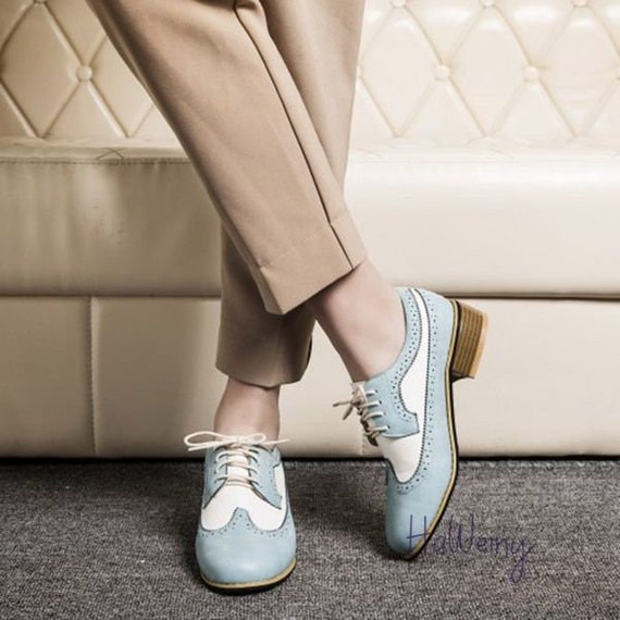 Vintage Oxford Shoes, Women Shoes, Brogue Lace Up Shoes, Pointed Toe Fashion Casual Ladies Derby Shoes