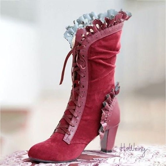 High Heel Boots Shoes Women Sexy Leather Suede - Etsy Finland