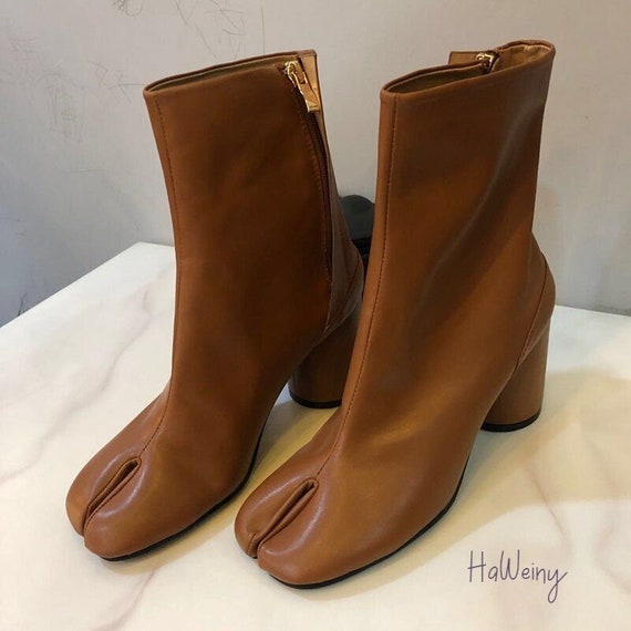 Luxury Leather Tabi Boots Fashion Round 