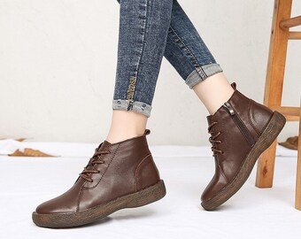 Handmade Genuine Leather Women Ankle 