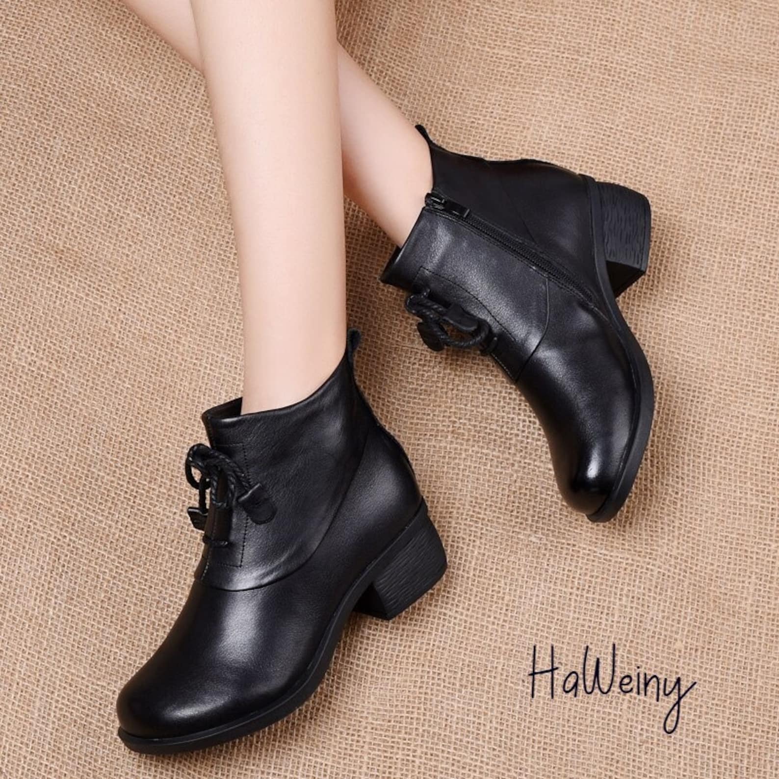 genuine leather ankle boots
