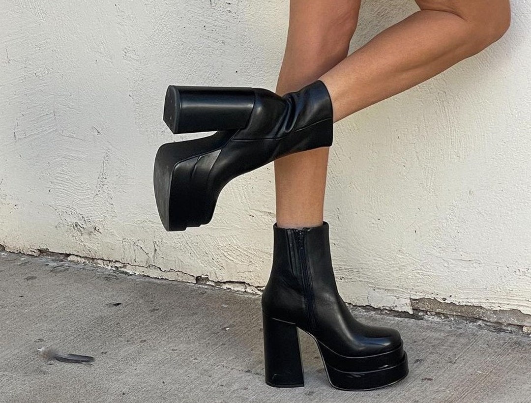 high heel chunky ankle boots