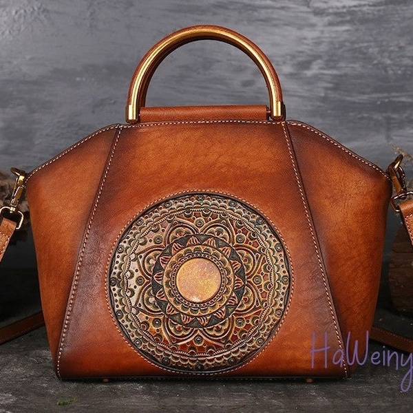 Genuine Leather Handbags Etsy