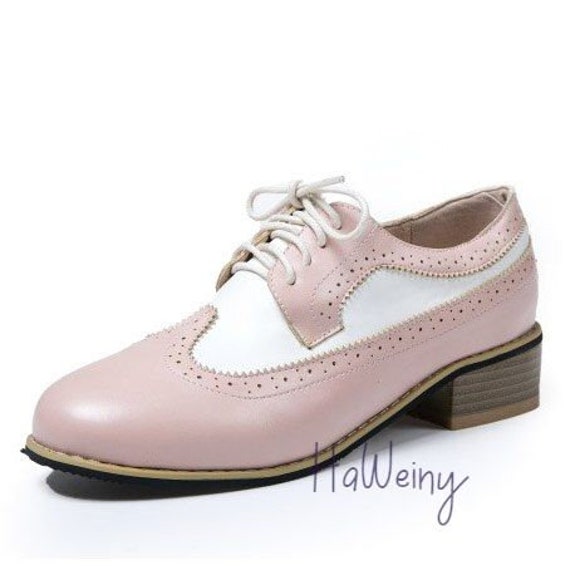 Vintage Oxford Shoes, Women Shoes, Brogue Lace Up Shoes, Pointed Toe Fashion Casual Ladies Derby Shoes