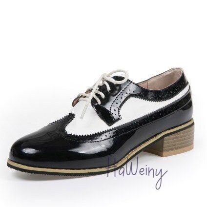 100FIXEO Women Wingtip Lace Up Vintage Oxford Shoes Brogues 