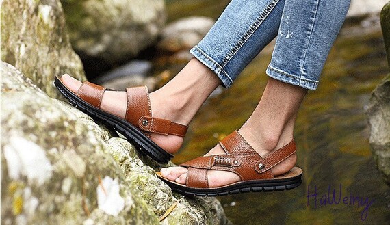 Sandalias de hombre Sandalias de cuero - Etsy España