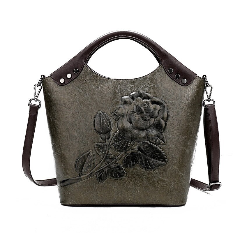 Women Handbag Rose Print Lady Tote High Quality Leather | Etsy