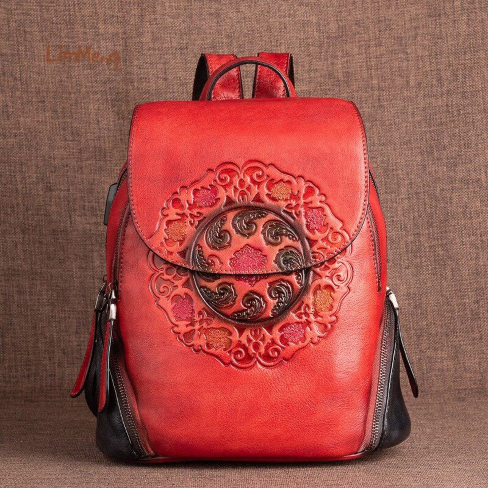 Fashion Backpack Retro Genuine Leather Backpacks for Women Etsy