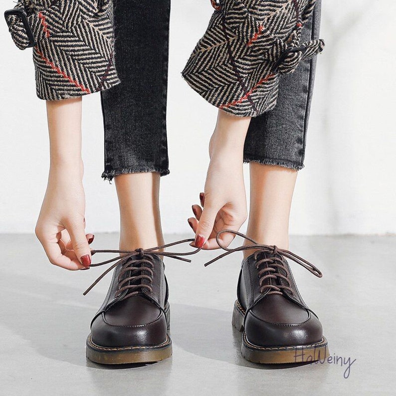 Women Leather Zip Ankle Boot Oxford Round toe Flat Warm Shoes Pointy Toe British Women Leather Zip Ankle Boot Oxford Round toe Flat Warm Shoes Pointy Toe British