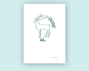 Impresión de moneda de ciervo irlandés