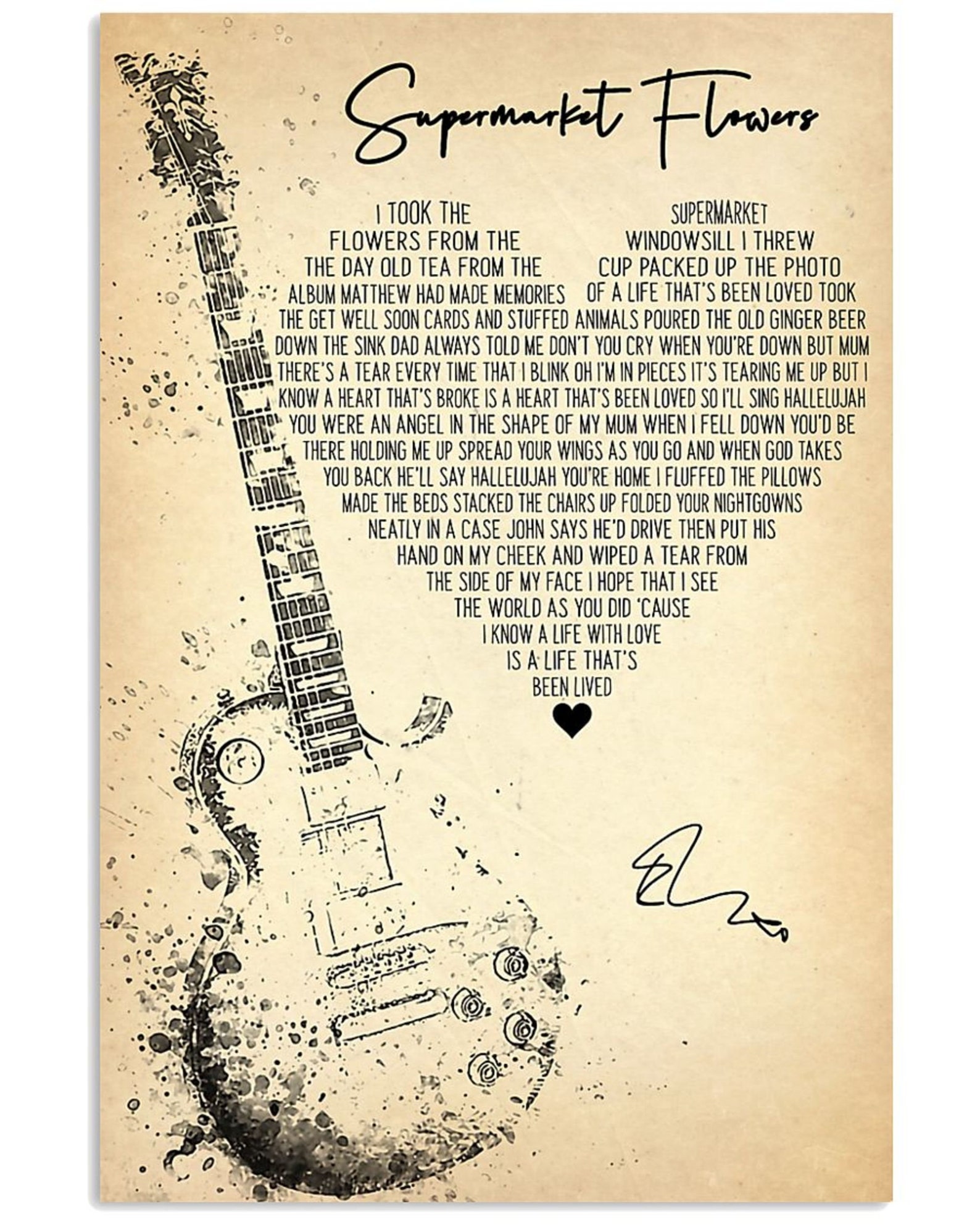 EdSheeran By Supermarket Flowers Lyrics Signed Gift Lover Pop Etsy