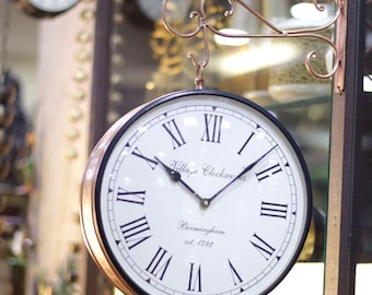 Double Side Clock, Wall Clock, Brass & Metal Wall Clock, Wall Hanging Railway Wall Clock, 4-8 Days Delivery Option Available