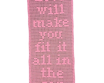Love will make you fit it all in the car - Filet crochet tapestry pattern PDF. PATTERN ONLY.