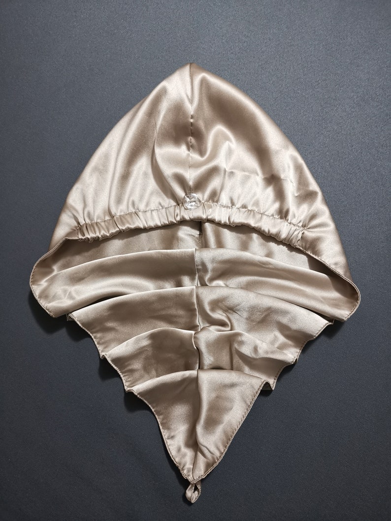satin wrapped hair towel