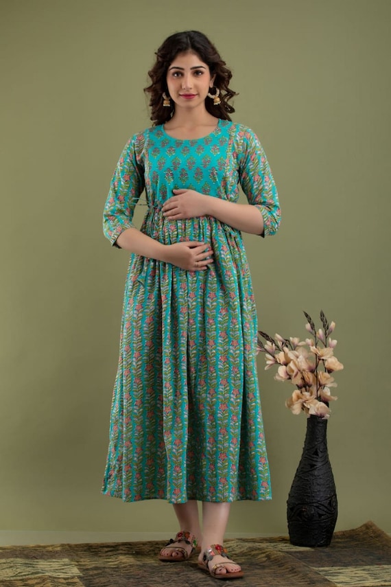 Buy Lovely Mom's Printed Feeding Maxi Dress Maternity Wear, Nursing Dress  with 2 sided Zipper - Yellow - XXL, Viscose Rayon by Lovely Mom's Online at  Best Prices in India - JioMart.