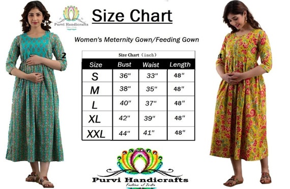 Buy SAPNA Collection Women's Rayon Anarkali Maternity Dress & Feeding Kurti  with Zippers Yellow Green at Amazon.in