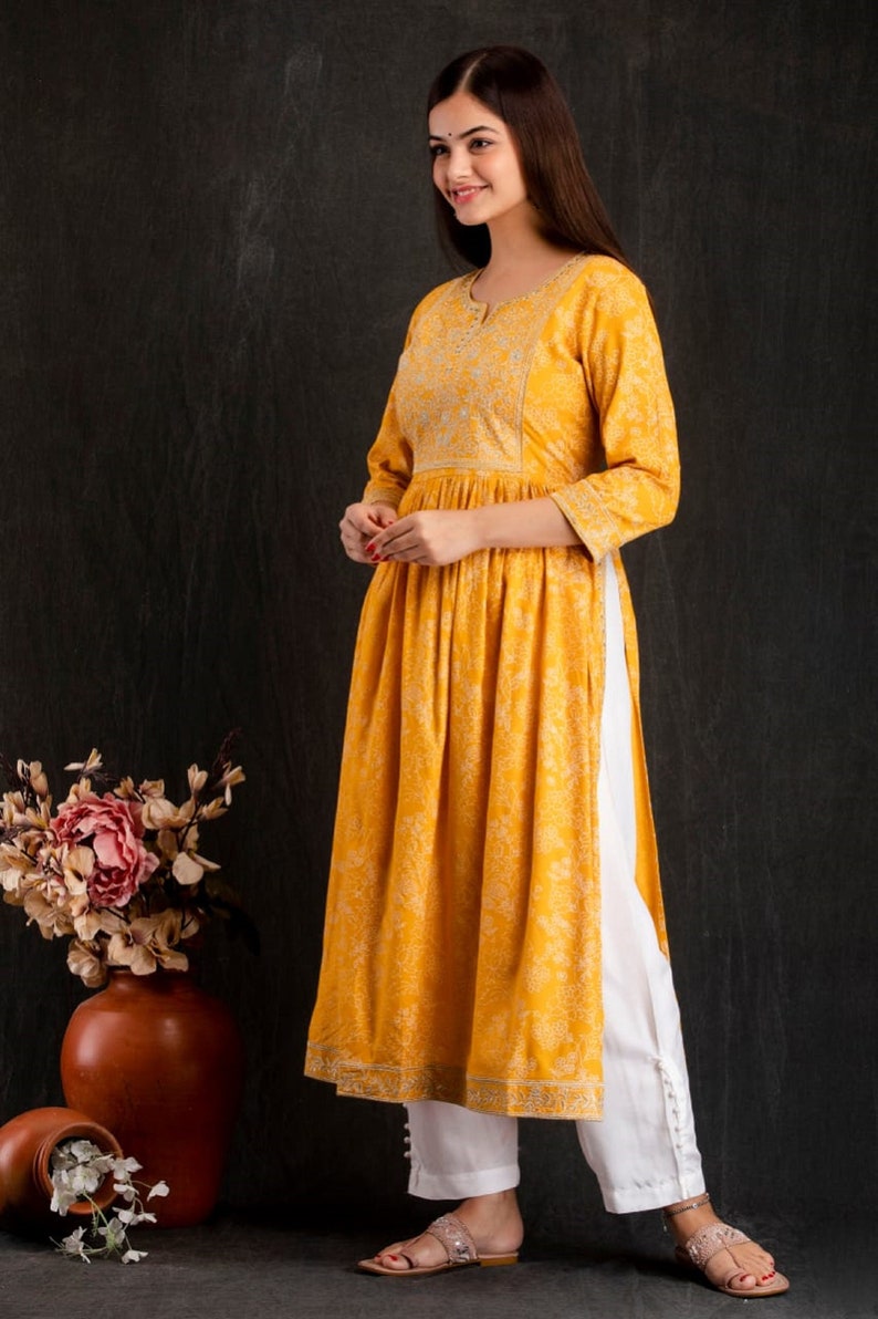 Indian Hand Printed Naira Cut Suit Set Pakistani Designer Etsy