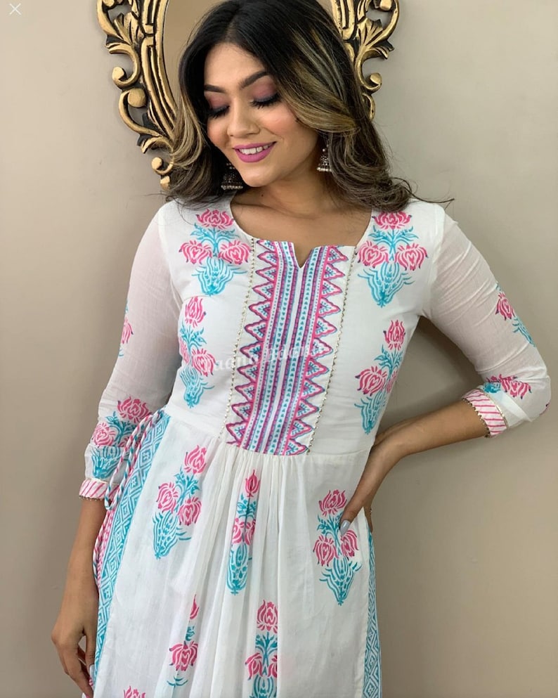MONOMEE TIYA PINK FLORAL NAYRA CUT LACE KURTI