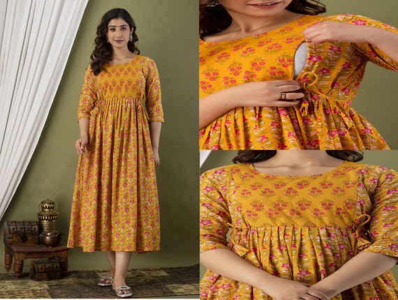 Maternity Kurta Set with Pant - Tropical Print