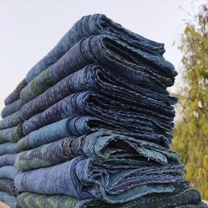 10 Stück Indigo Kantha Quilt Decke: Handgefertigte Doppel Tagesdecke aus Baumwolle