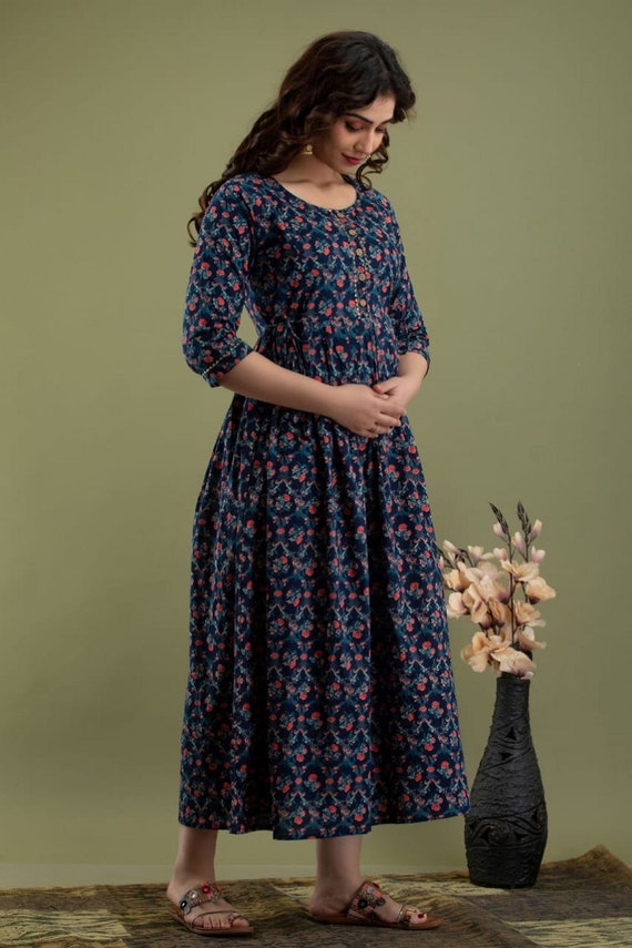 Maternity/Feeding Frock Model Kurtis-NUDE GREEN – Priya's Magic World