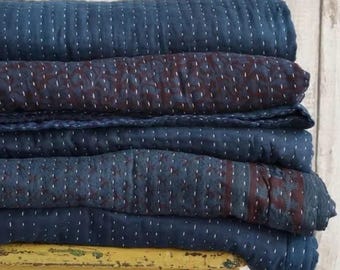 10 PC Lot Wholesale vintage Indigo blue dyd Kantha Quilt throw Handmade Cotton Bedspread