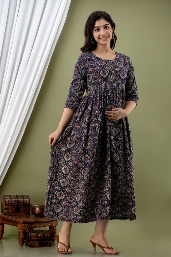 Buy Aahil Fashion Women Kurti Dress Printed Gown Anarkali Kurti for Women |  Gown || Gown for Women Gown for Women (Maroon, l) (Blue, x_l) Online In  India At Discounted Prices