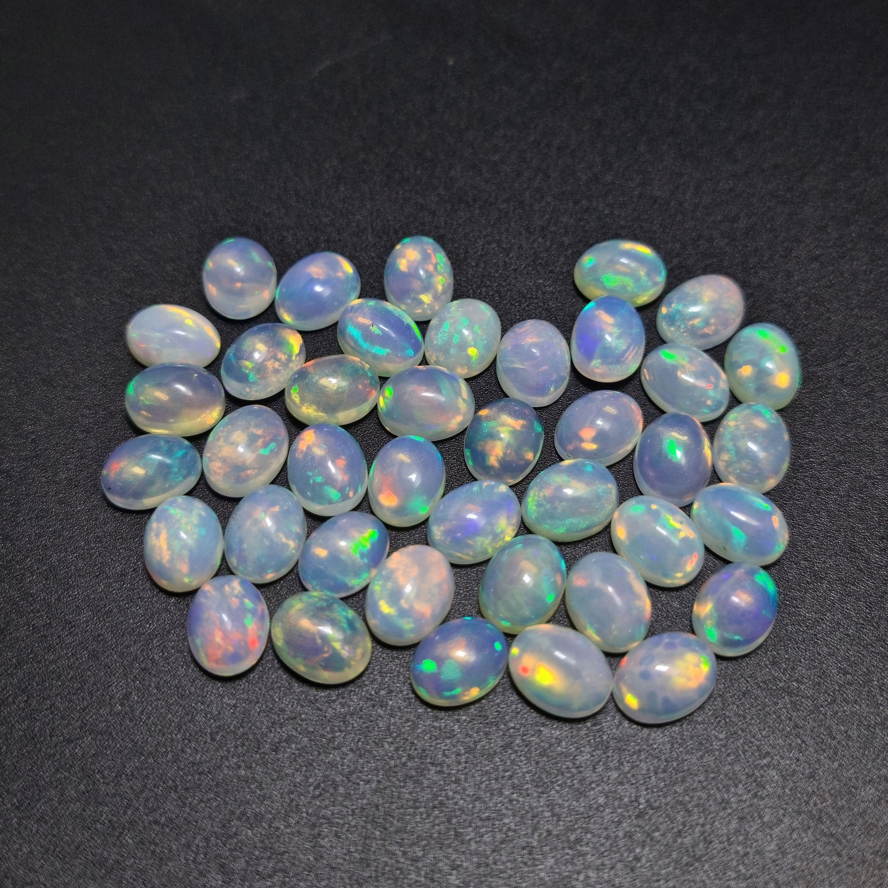 October Birth Stone Opal Cabochon Flashy Opal Loose Opal High Quality Gemstone Multi Fire Natural Ethiopian Opal 7x9 MM Welo Fire Opal