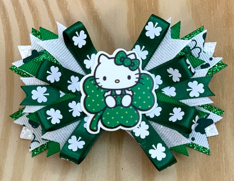 Hello Kitty shamrock hair bow
