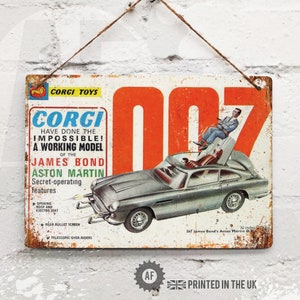 Corgi 007 Aston Martin Bond Metal Sign Lager Beer Pub Perfect for Shed or Mancave Vintage collection Tin Vintage Retro