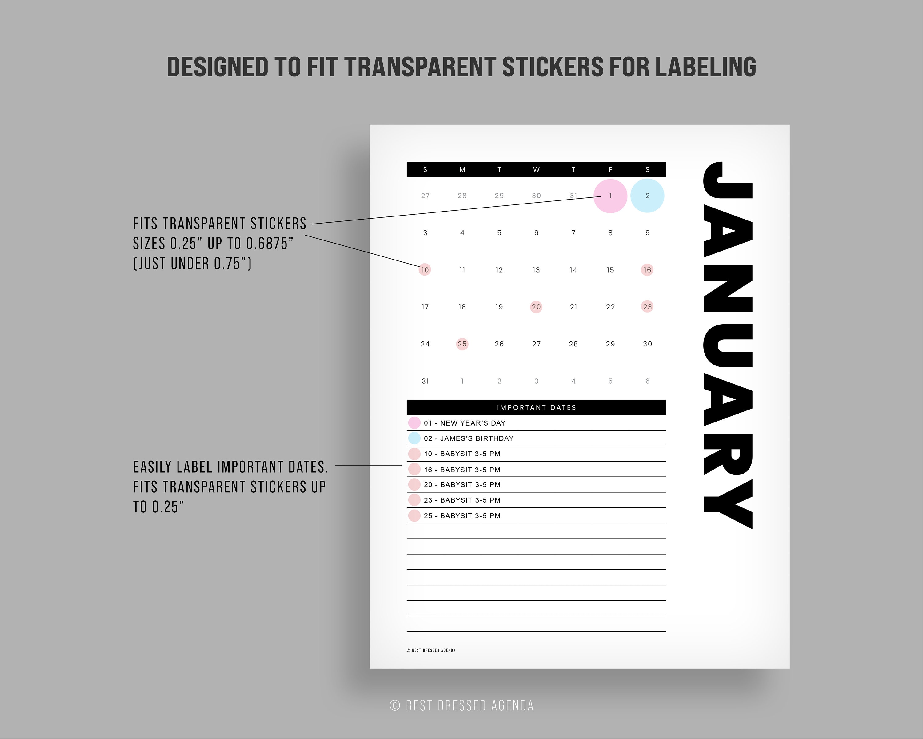 Important dates template 2021 printable monthly calendar etsy