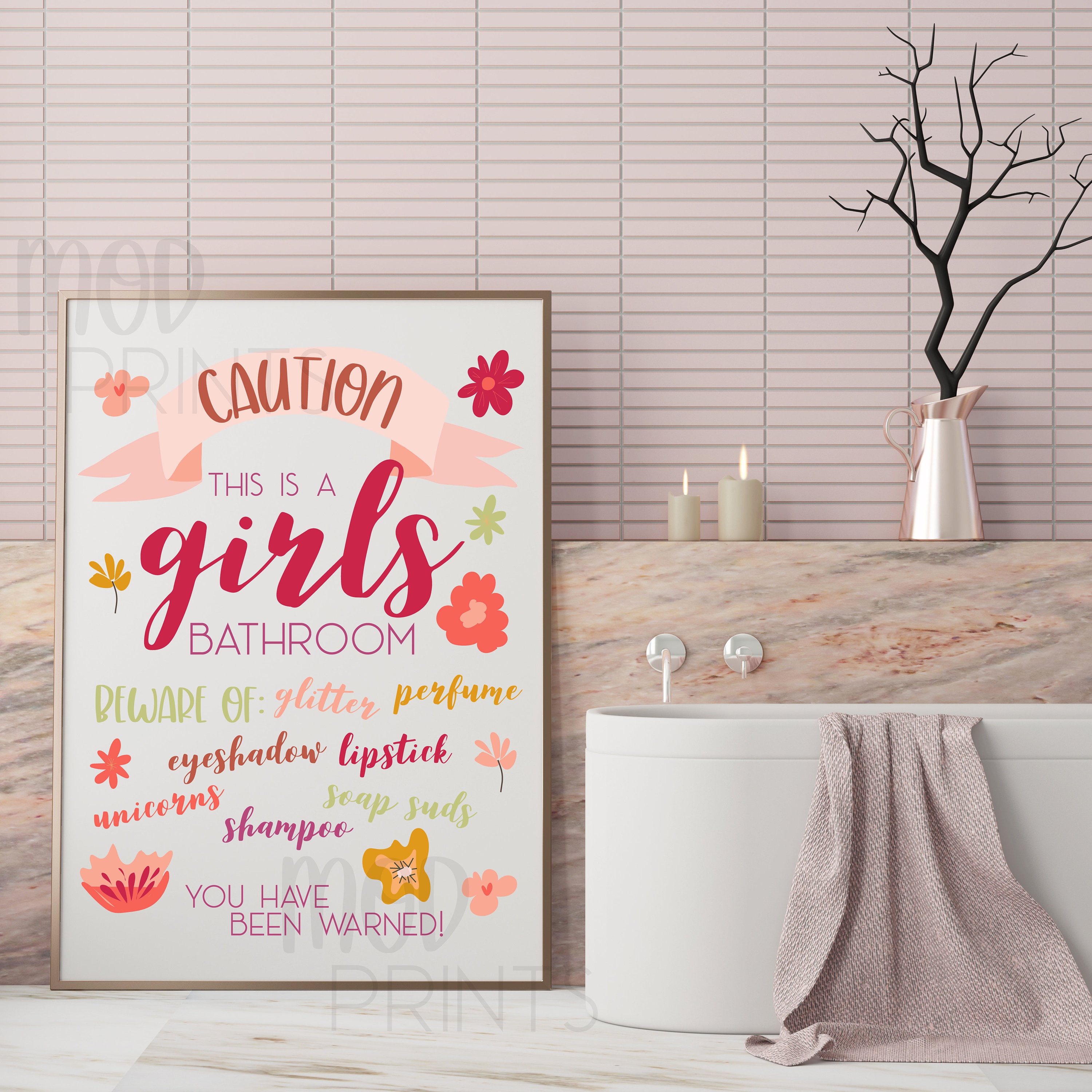Girls Bathroom Wall Decor Bathroom Wall Decor Bathroom Wall Etsy