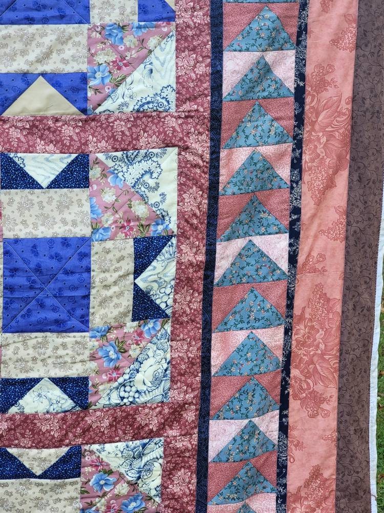 Soft Handmade Lap Quilt Scrap Quilt Rose Colored Blanket Etsy