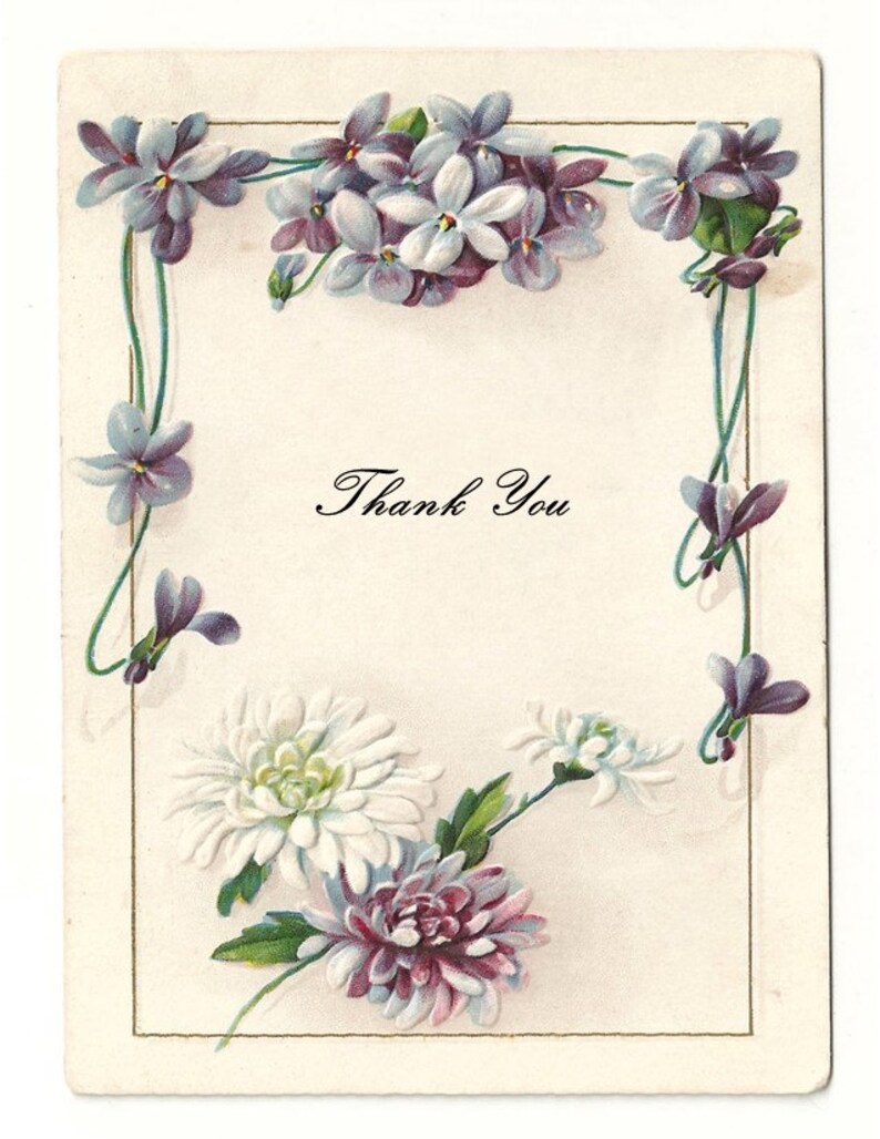 Digital Download Antique Note Card Floral Thank You Card