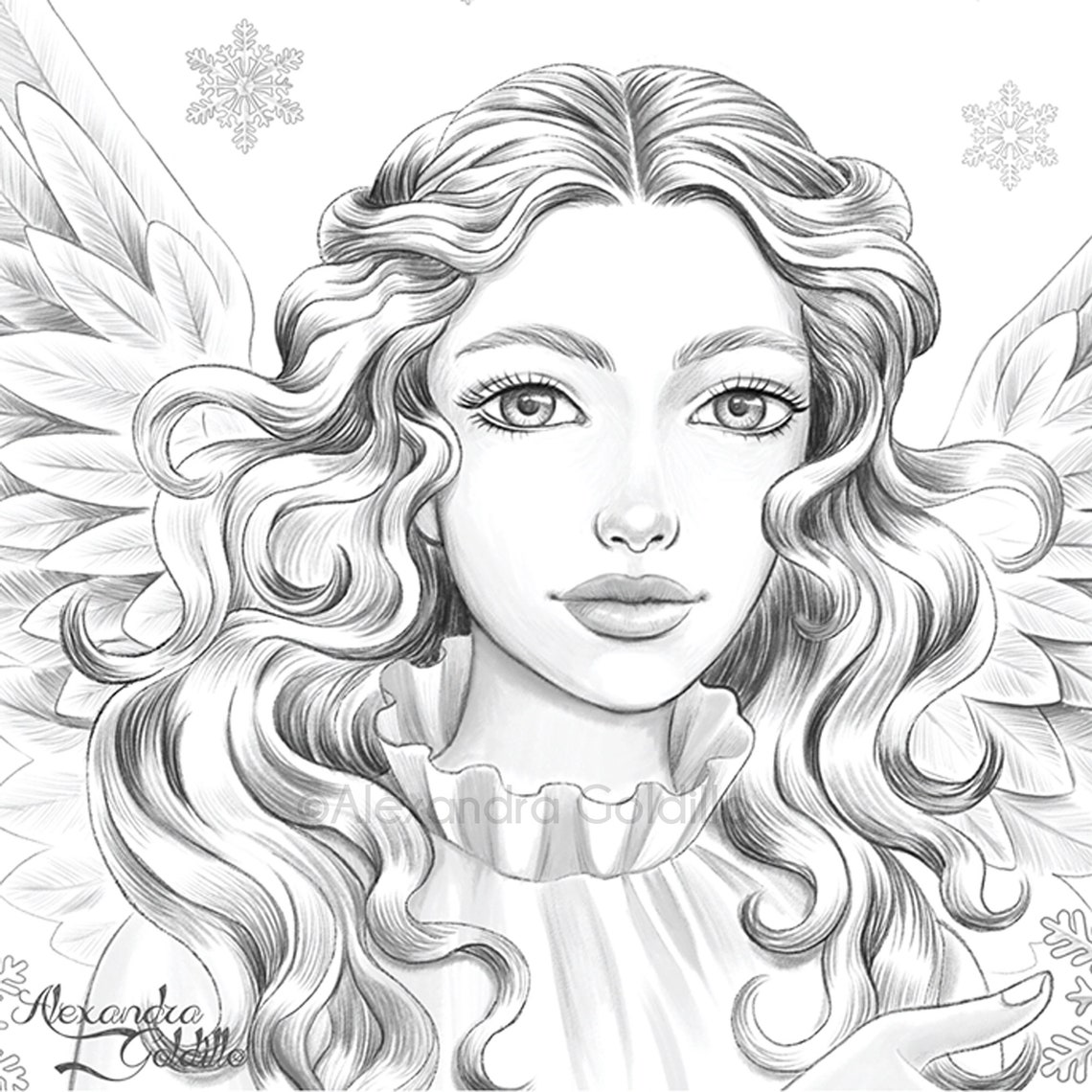 Snow Angel Coloring Page for Adults Instant Download JPEG & Etsy