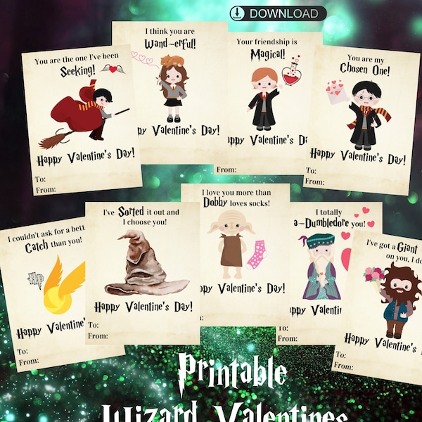 Printable Valentine's Day Cards | Printable Valentines | Wizards | PDF | Instant Digital Download