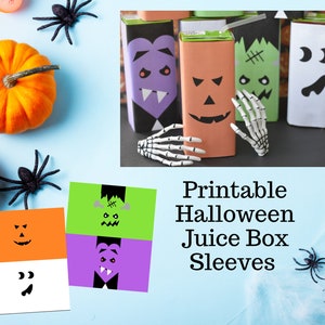 Printable Halloween Juice Box Sleeves | Halloween Printable | Halloween Treats | Halloween Classroom Idea | Halloween Party